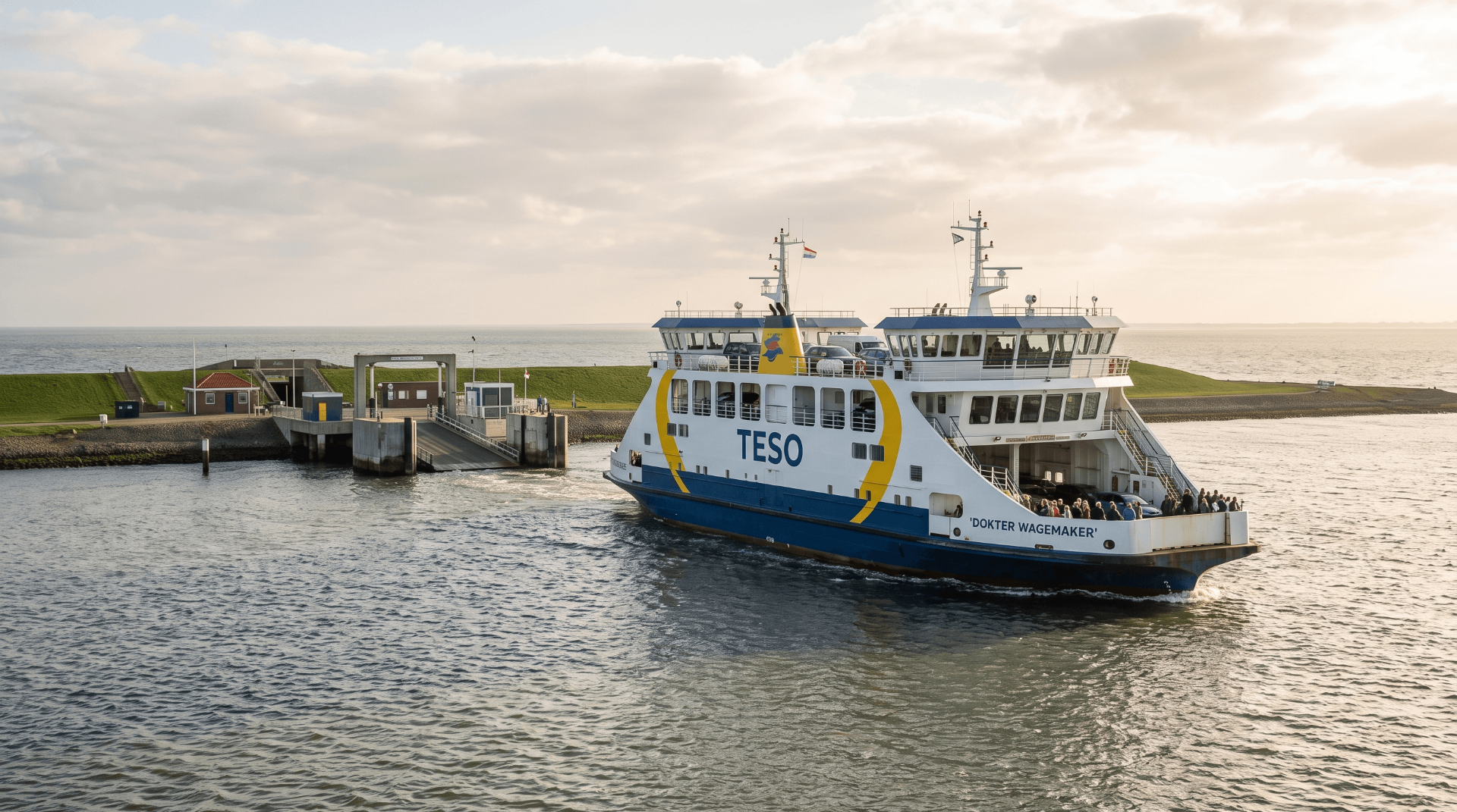 Met de boot naar Texel: de veerboot van TESO in de haven Met de boot naar Texel: de veerboot van TESO in de haven
